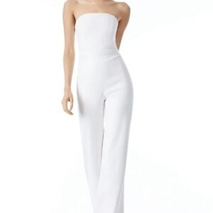 Alice + Olivia White Vegan Leather Jumpsuit. Size 2 New With Tags